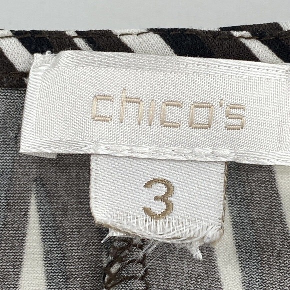 Chicos 3 Beaded Neck line Shift Dress Zebra Striped 3/4 Sleeve Size XL - Picture 12 of 13